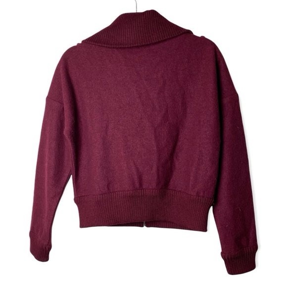 Tristan Merino Wool Burgundy Bomber Jacket - Picture 2 of 8